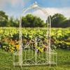 Iron Garden Gate Archway w/Plant Stands - Antique White