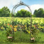 Iron Garden Gate Archway w/Plant Stands - Copper Brown