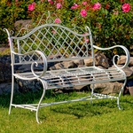 Victorian Style Iron Garden Bench - Antique White