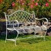 Victorian Style Iron Garden Bench - Antique White