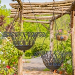 Iron Wire Hanging Baskets (Set of 2) - Cobalt Blue
