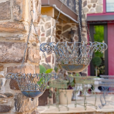 Iron Wire Hanging Baskets (Set of 2) - Cobalt Blue - Click to enlarge