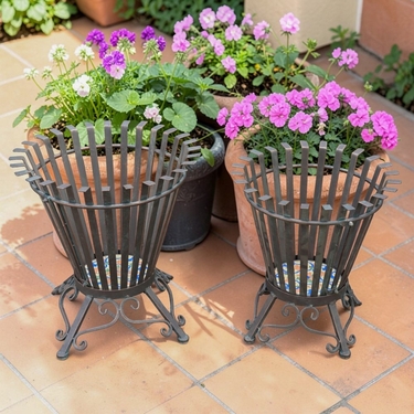 Iron Mosaic Planter/Firewood Holder (Set of 2) - Antique Bronze - Click to enlarge