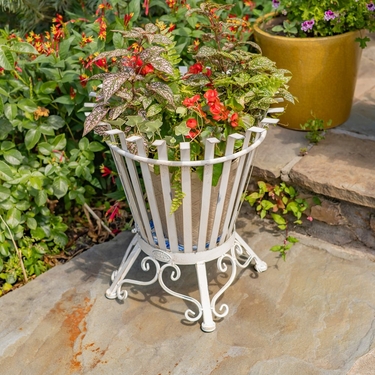 Iron Mosaic Planter/Firewood Holder (Set of 2) - Antique White - Click to enlarge