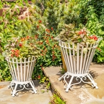 Iron Mosaic Planter/Firewood Holder (Set of 2) - Antique White Iron Mosaic Planter/Firewood Holder (Set of 2) - Antique White