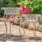 Iron Plant Stands w/Round Baskets (Set of 2) - Antique White "Fleur De Lis" Iron Plant Stands w/Round Baskets (Set of 2) - Antique White "Fleur De Lis"