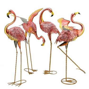 Metallic Iron Pink Flamingos (Set of 4) - Click to enlarge