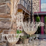 Iron Wire Hanging Baskets (Set of 2) - Antique White