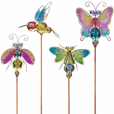 Jeweled Bug Garden Stakes (Set of 4) - Click to enlarge