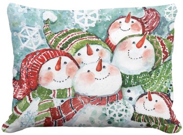Joyful Snowmen Outdoor Pillow - Click to enlarge