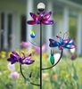 Kinetic Flower Spinner Stake w/Solar Crackle Ball
