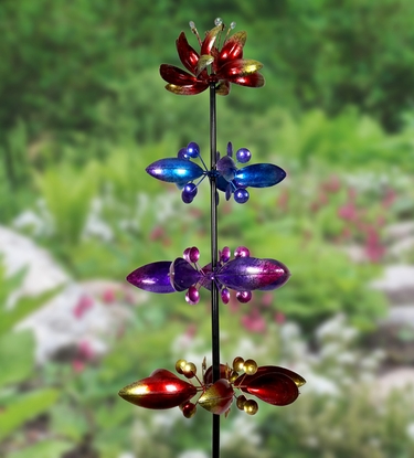 Kinetic Stake w/4 Metallic Flower Spinners - Click to enlarge