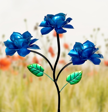 Kinetic Triple Rose Garden Stake - Blue - Click to enlarge