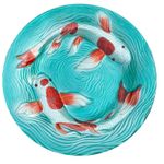 Koi Fish Glass Birdbath w/Stand