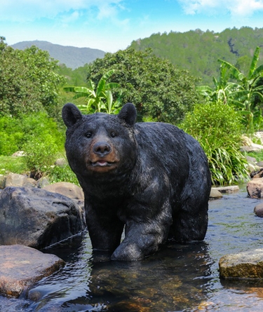 Large Black Bear Walking Statue 