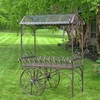 Large Iron Flower Cart w/Roof - Bronze