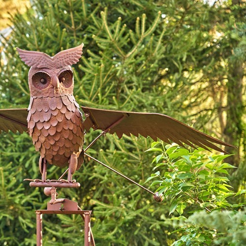 Large Flying Owl w/Moving Wings - Antique Rust only $544.99 at