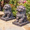 Large Foo Dog Statues (Set of 2) - Antique Blue/Bronze