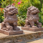 Large Foo Dog Statues (Set of 2) - Antique Rust