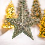 Large Hanging 3D Decorative Metal Stars - Antique Gold (Set of 5)