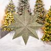 Large Hanging 8-Point Decorative Metal Stars - Antique Gold (Set of 5)