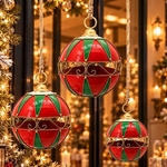 Large Hanging Christmas Ornaments (Set of 3) - Red & Green Large Hanging Christmas Ornaments (Set of 3) - Red & Green