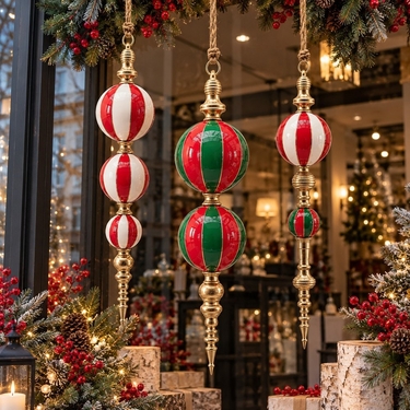 Large Hanging Metal Christmas Icicle Ornaments (Set of 3) - Click to enlarge