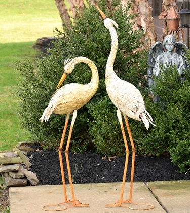 Large Rustic Heron Birds (Set of 2) - Click to enlarge
