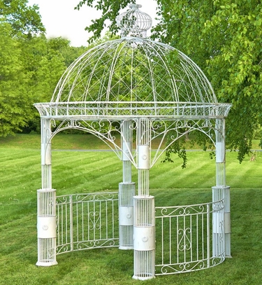 Large Imperial Iron Garden Gazebo - Antique White - Click to enlarge