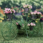 Large Iron Bicycle Planter Stand w/Butterflies - Antique Moss