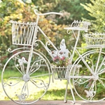 Large Iron Bicycle Planter Stand w/Butterflies - Antique White