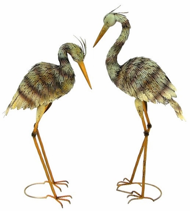 Large Iron Blue Heron Birds (Set of 2) - Click to enlarge