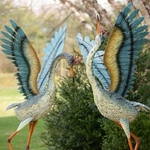 Large Iron Dancing Cranes (Set of 2)