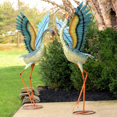 Large Iron Dancing Cranes (Set of 2) - Click to enlarge