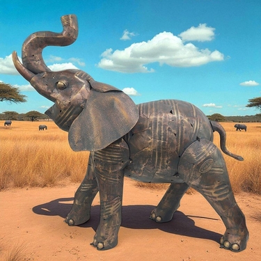 Large Iron Elephant Garden Statue Decor - Click to enlarge