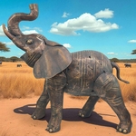 Large Iron Elephant Garden Statue Decor