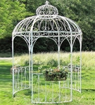 Large Iron Garden Gazebo w/3 Side Walls - Antique White Large Iron Garden Gazebo w/3 Side Walls - Antique White