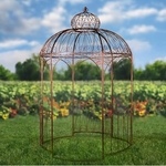 Large Iron Garden Gazebo w/3 Side Walls - Antique Bronze Large Iron Garden Gazebo w/3 Side Walls - Antique Bronze