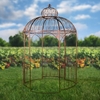 Large Iron Garden Gazebo w/3 Side Walls - Antique Bronze