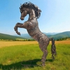 Large Iron Rearing Stallion Garden Statue Decor
