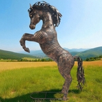 Large Iron Rearing Stallion Garden Statue Decor