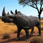 Large Iron Rhinocerous Garden Statue Decor