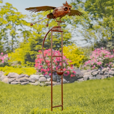 Large Iron Rocking Owl w/Moving Wings - Click to enlarge
