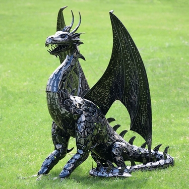 Large Metal Dragon Statue Decor - Click to enlarge