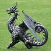 Large Metal Dragon Statue w/ Open Wings