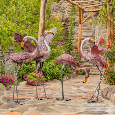 Large Metallic Pink Flamingos (Set of 4) - Click to enlarge