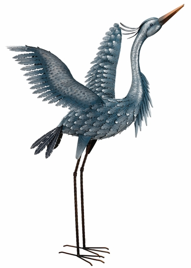 Large Metallic Heron - Wings Up - Click to enlarge