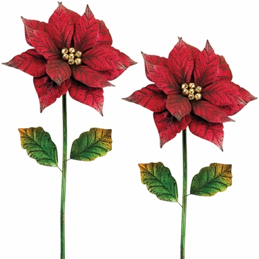 Large Poinsettia Garden Stakes (Set of 2) - Click to enlarge