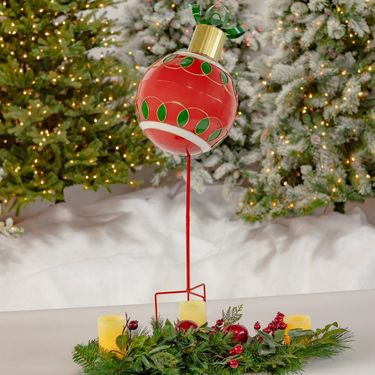 Large Red Christmas Ornament Garden Stake - Click to enlarge