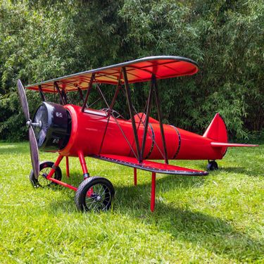 10ft. Iron Metal Decorative Bi-Plane Decoration - Click to enlarge